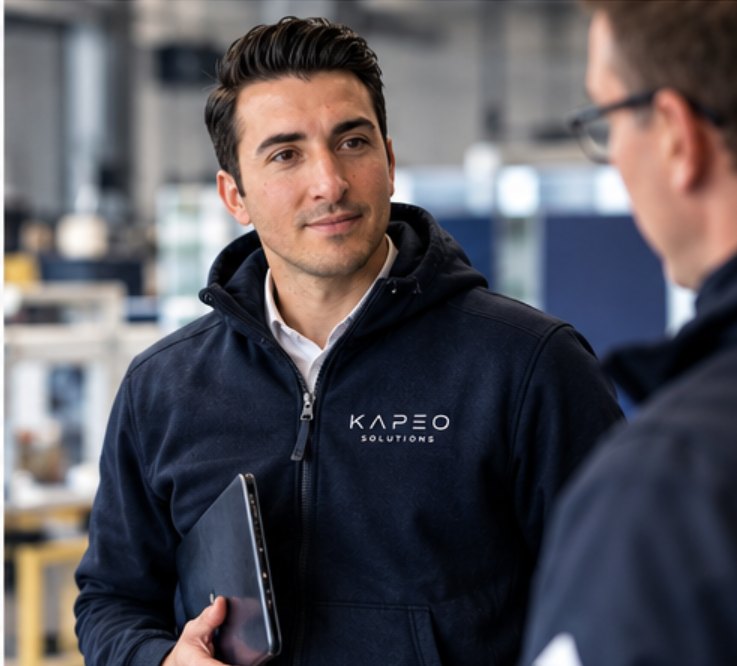 Artem Petraschow von KAPEO Solutions vor Ort in einem Produktionsbetrieb